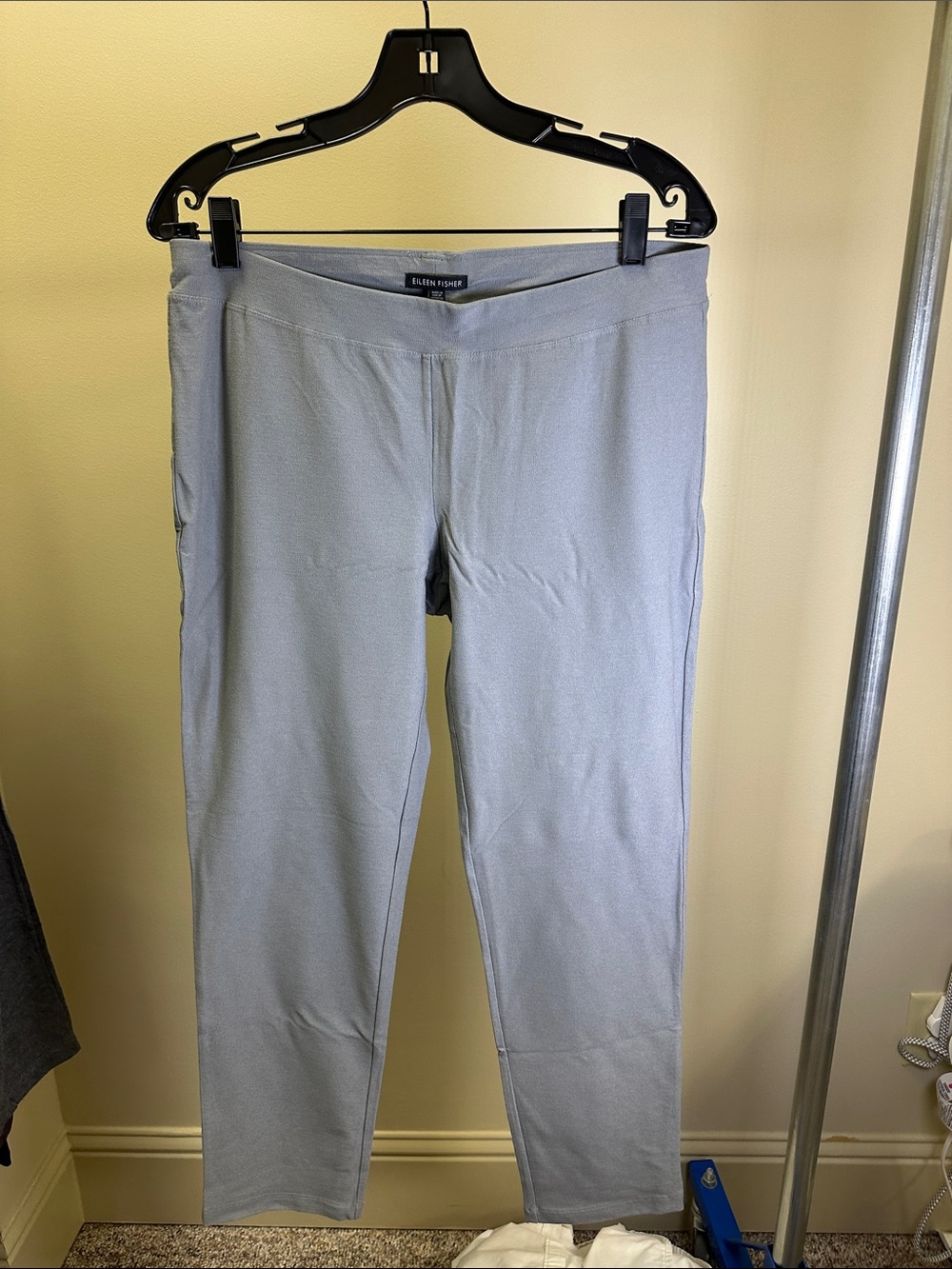 Eileen Fisher soft grey Straight-Leg washable stretch crepe slim Pants